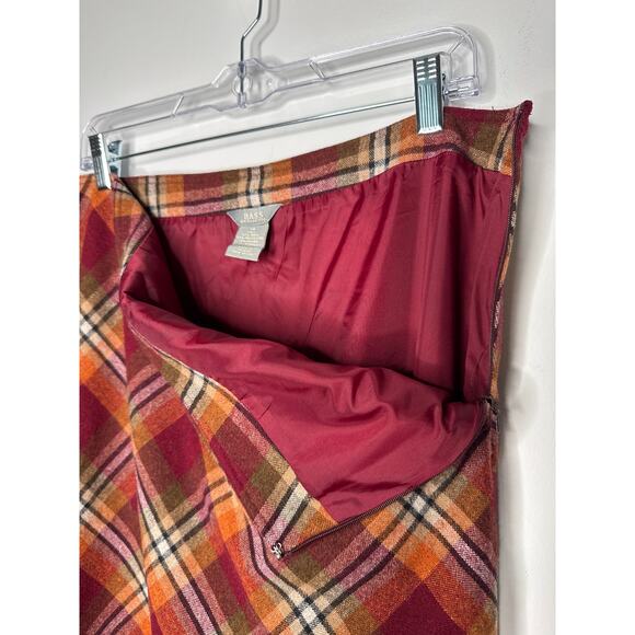 Vintage Bass Wool Plaid A-Line Skirt Lined Side Zip fall winter plaid size 14 - Picture 7 of 9